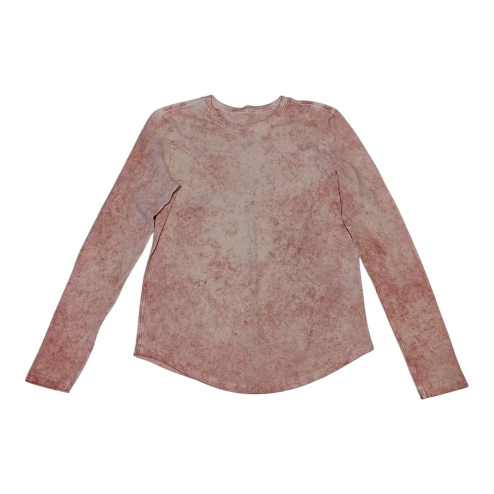 Lululemon Back in Action Long Sleeve Shirt Size 0‎ Cirrus Wash White Pink Peony